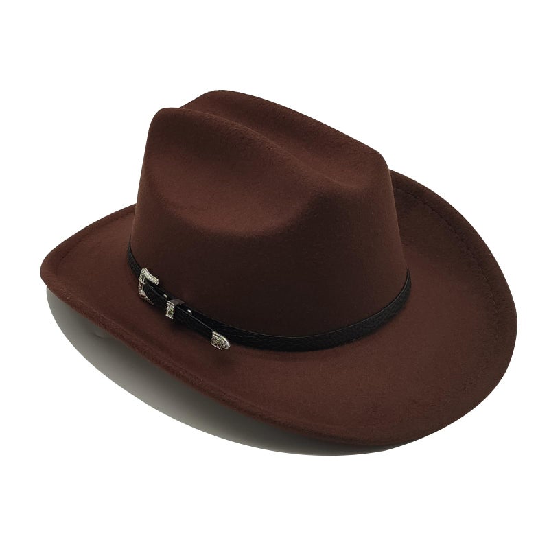 Willheoy Kids Cowboy Hat for Girls Boys Western Cowgirl Hat with Buckle Belt Unisex Wide Brim Fedora Hat Dress Up Costume - Image 4